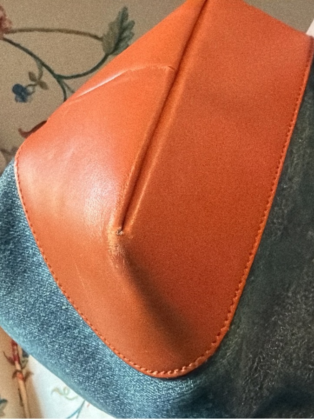 Gucci Blue Denim Tote with Orange Leather Trim - Picture 6 of 14